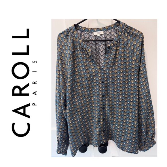 EUC Caroll Paris Deco Print Peasent Blouse - Picture 1 of 13
